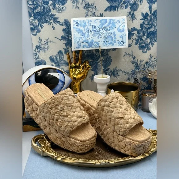 🆕 LOEFFLER RANDALL 🧿 NWOB Aaron Natural Braided Platform Straw Mule, Sz 9 - Picture 2 of 15